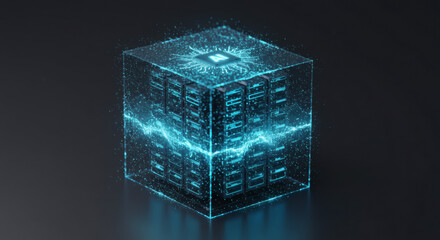 Dynamic digital core, illuminated by powerful energy, embodying advanced computational concepts, innovative data processing, and the intricate architecture of future technological systems