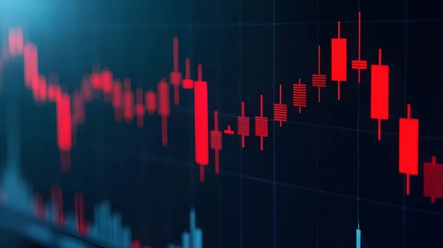Equity analysts charting stock red trend by mapping consecutive red candlestick patterns on daily charts to detect enduring downtrends and inform client advisories in  Photo Stock  Concept  and empty 