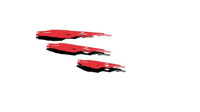 red animal claw scratches on a white background