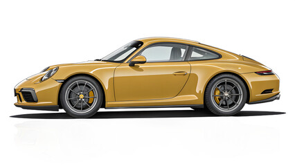 Luxury Mustard Yellow Sports Car Coupe on a Minimalist Neutral Background