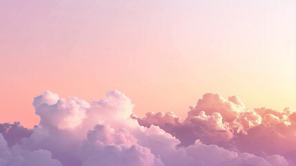 Ethereal Dreamscape: Pastel Skies and Fluffy Clouds at Sunset or Sunrise