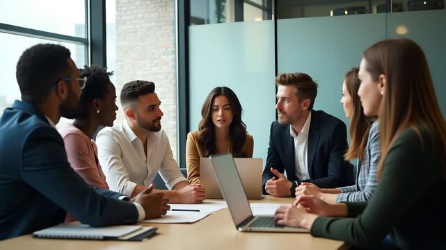 Image portraying inclusive hiring illustrating multiethnic group interviewing diverse candidates in modern office setting emphasizing non discrimination and equal opportunity recruitment in  Photo Sto
