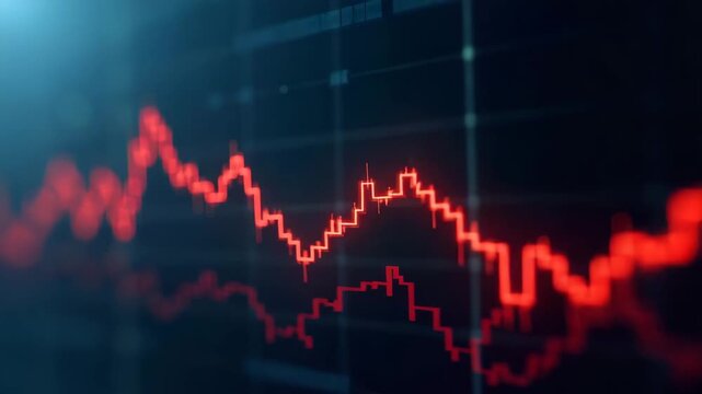 Market analysts visualizing falling index scenarios with animated line charts and red shading to simulate dynamic market in decline presentations in  Photo Stock  Concept  and empty space on the left 
