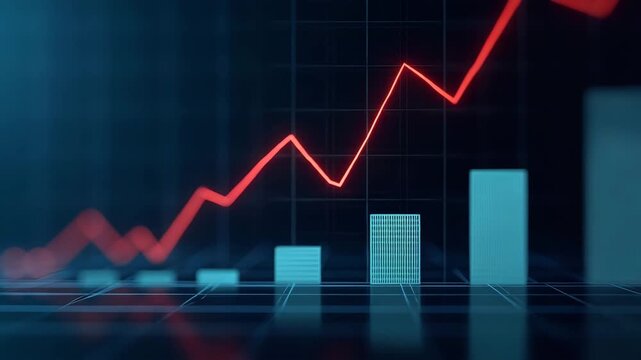Graphic interface mockup featuring bold red trendline drawn on interactive chart widget with grid background for data analysis in  Photo Stock  Concept  and empty space on the left side