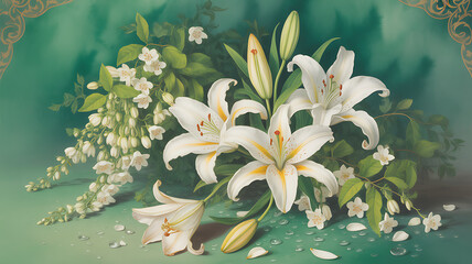Mughal floral motif Indian art style perfect for logos and prints