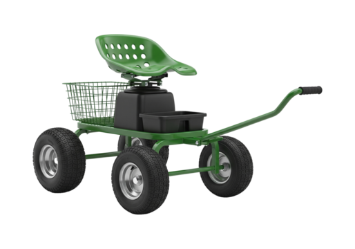 Durable Green Garden Cart with Seat and Wheels