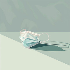 Medical face mask resting on surface, illustrating protection and public health safety