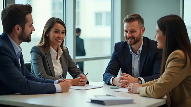 Emerging leader receiving mentorship guidance in collaborative meeting room illustrating leadership opportunity nurturing future management talents in  Photo Stock  Concept  and empty space on the lef