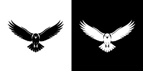 Obraz premium Black and white eagle silhouettes on contrasting