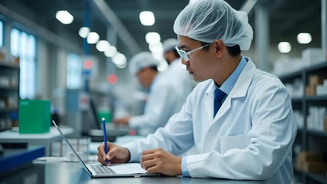 Quality assurance engineer sampling Asia manufacturing goods in factory inspection lab ensuring adherence to ISO guidelines and product specifications in  Photo Stock  Concept  and empty space on the 