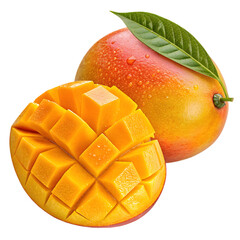 Ripe Mango Fruit on Transparent Background Isolated Fresh Tropical Fruit Illustration