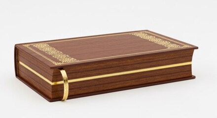 Elegant Brown Leather Bound Book with Gold Gilded Edges and Intricate Pattern