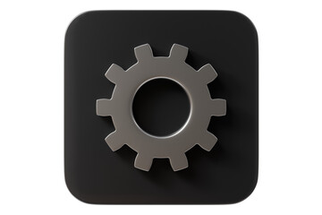 3d metal gear app button icon. settings configuration concept. Minimal cartoon cog gear wheel app for app ui icon set dashboard hero. isolated on white background. 3d render.