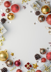 Christmas festive ornaments and gifts with a joyful touch. 3D render illustration
