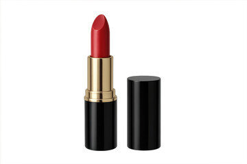 Fototapeta premium Red lipstick tube opening on transparent background