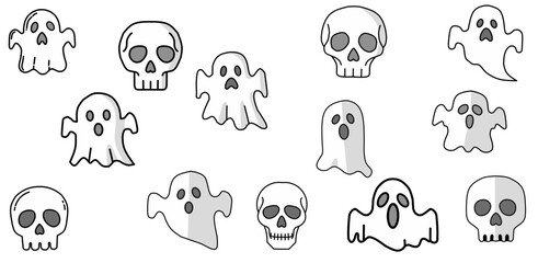 Set of halloween ghost