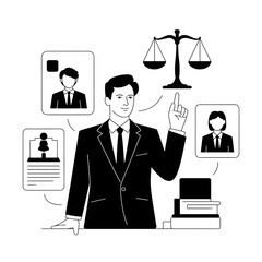 “Business Legal Consultation and Justice – Corporate Lawyer Advising Clients Concept”