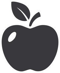 Simple Black Apple Silhouette with Leaf, Education, Food, Health, Nutrition and Symbol Concepts