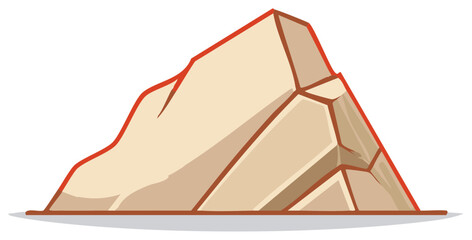 Isolated Mountain Vector Illustration: Tan Rock Formations with Red Outlines for Outdoor Adventure Visuals