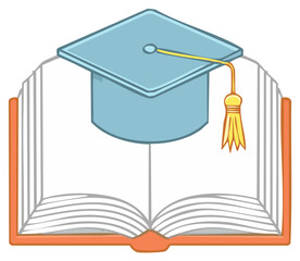 Open Book and Graduation Cap Symbolizing Education and Achievement