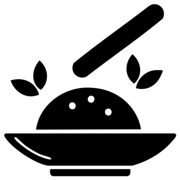 black rice bowl with leaves clip art preview