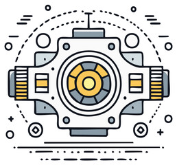 Obraz premium Abstract futuristic machine illustration with circular elements and stylized components
