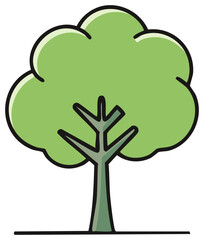 Stylized green tree cartoon illustration simple nature graphic element for design