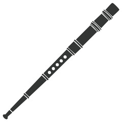Simple silhouette of a traditional transverse flute musical instrument icon
