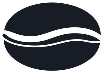 Fototapeta premium Dark Coffee Bean Silhouette with Abstract Curve, Food and Beverage, Vector Illustration