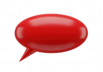 Red speech bubble isolated on a transparent background