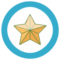 Fototapeta premium Golden Star Emblem Icon in Circle Frame Graphic Element