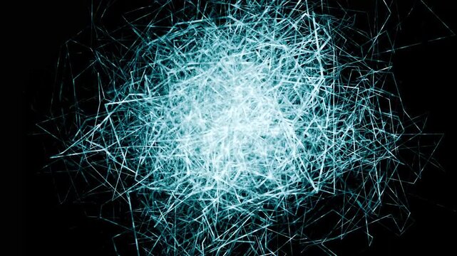 ぐちゃぐちゃに絡み合う糸がランダムに切り替わるアニメーション。モヤモヤとした感情を表すスタイリッシュな4K動画背景