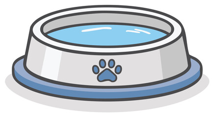 Pet Bowl Filled with Water with a Paw Print Decoration Illustration