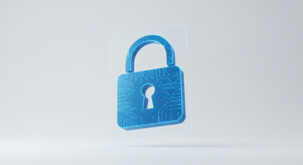 Secure digital padlock icon representing cybersecurity, data protection, and online privacy concepts with a circuit board texture