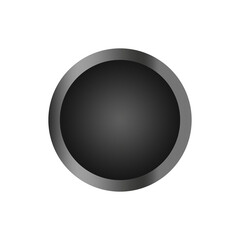 black glossy button isolate on white.