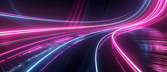 Dynamic glowing lines abstract background, futuristic neon colors design concept