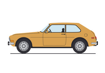 Obraz premium Vintage Yellow Car Illustration Classic Automotive Design.