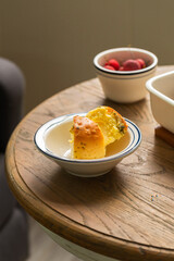 Homemade Scones and Fresh Berries on a Rustic Wooden Table, stock photo