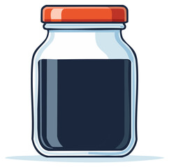 Fototapeta premium Glass Jar Filled with a Dark Liquid and Sealed with an Orange Lid Ready for Storage