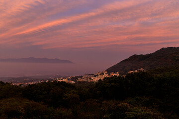 伊香保温泉　長峰展望台　夕焼け