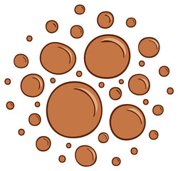 Obraz premium Cartoon cluster of brown circular spots or bubbles with outlines on white