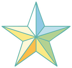 Obraz premium Geometric faceted star icon with a colorful pastel palette vector illustration