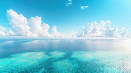 Sparse arrangement of small clouds drifting lazily in an expansive azure canvas