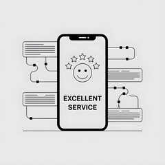 “Customer Giving Excellent Service Review on Mobile Phone – Online Rating and Digital Feedback Concept”
