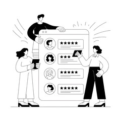 “Business Team Analyzing Customer Feedback and Review Data – Quality Improvement and Marketing Insight Concept”