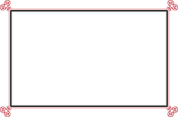 Obraz premium Vintage Ornate Rectangular Decorative Frame Border - Black and Red Scrollwork Design. 1125
