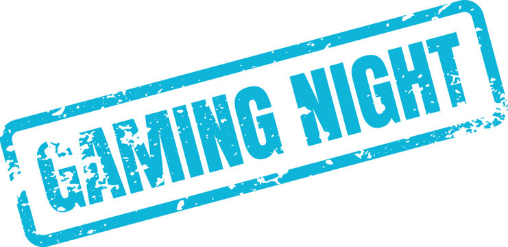 Gaming Night grunge blue rectangle badge for competitive esports and social video game events