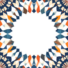 Obraz premium Geometric Mosaic Border with White Empty Circle Frame in Symmetrical Pattern