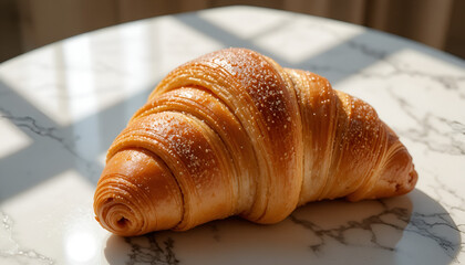 Fresh Croissant with Morning Coffee