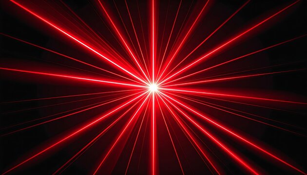 A brilliant red light emanating laser-like beams from a radiant core